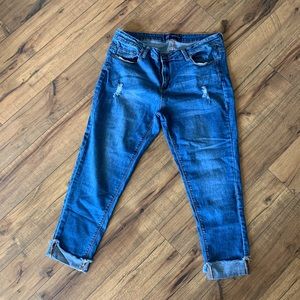 Summer distressed cuffed jeans